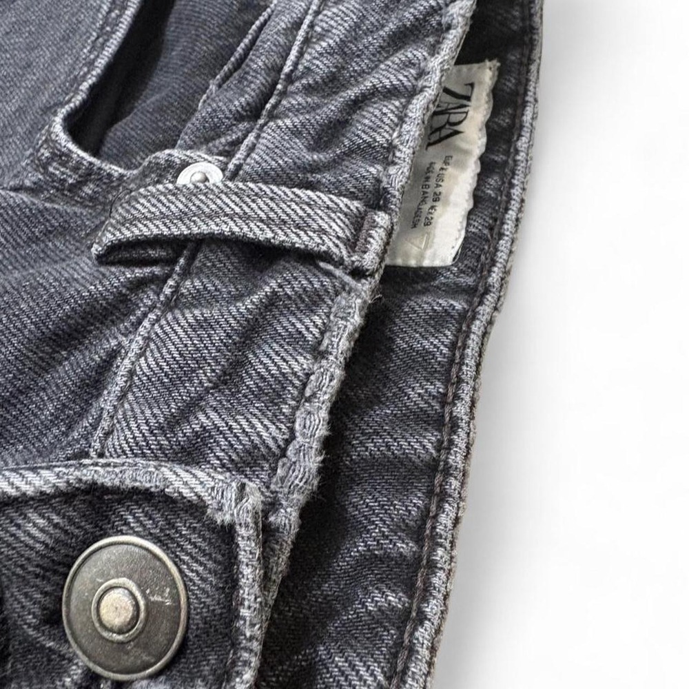Distressed Skater Straight Leg Jeans Zara Men Faded Black Grunge Streetwear 29" - Picture 8 of 8